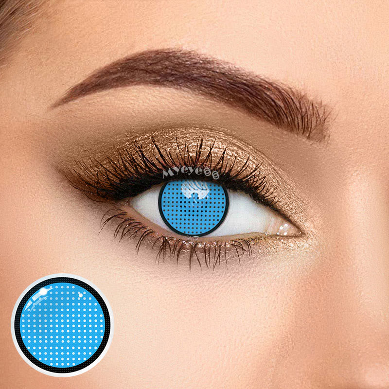 MYEYEBB Blind Blue Mesh Cosplay Colored Contact Lenses