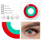 MYEYEBB Block Red & Green Prescription Cosplay Lenses