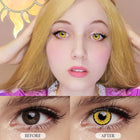 MYEYEBB Sunflower Yellow Brown Prescription Cosplay Lenses