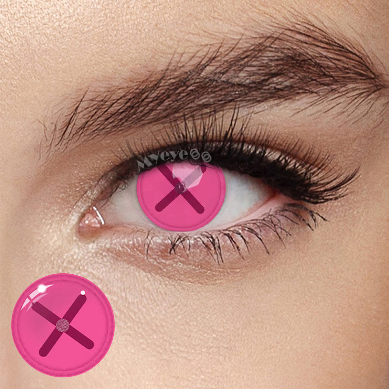 MYEYEBB Blind Button Eye Pink Cosplay Contact Lenses