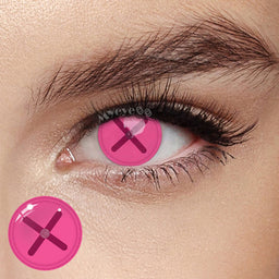 MYEYEBB Blind Button Eye Pink Cosplay Colored Contact Lenses