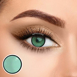 MYEYEBB Blind Mesh Green Prescription Cosplay Colored Contact Lenses