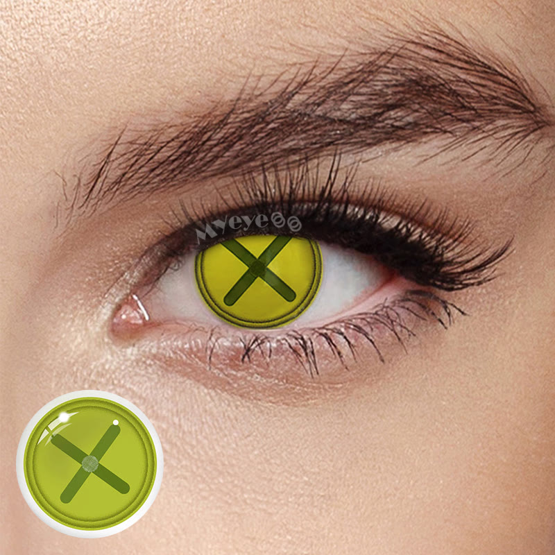 MYEYEBB Blind Button Eye Green Cosplay Colored Contact Lenses