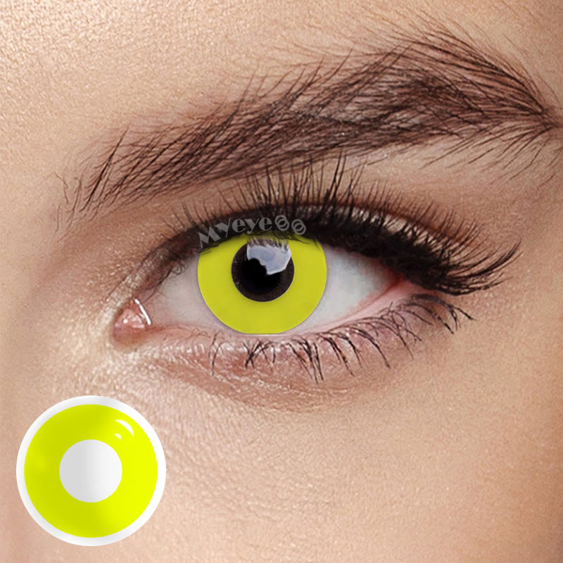 MYEYEBB Yellow Block Prescription Cosplay Contact Lenses