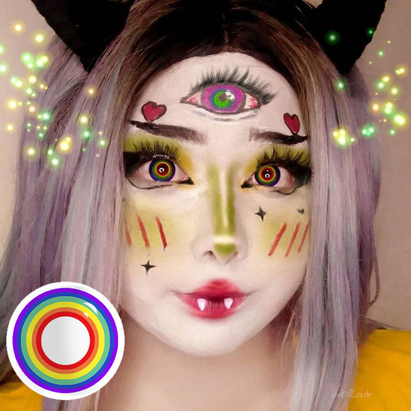 MYEYEBB Circle Rainbow Prescription Cosplay Contact Lenses