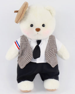 Brown Plaid Vest Wedding Suit Groom Bear | Handmade Jointed Teddy Bear Gift-Getahug