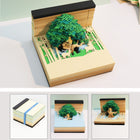 Cherry Blossom Fantasy - 3D Memo Pad with Led Light(Green)-Book Nook World