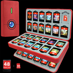 FUNLAB Switch Game Storage with 48 Card Slots - Red-FUNLAB