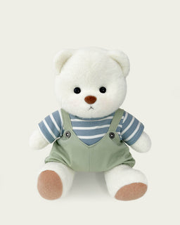 Getahug Striped Top Green Overalls Bear | Handmade Jointed Teddy Bear Gift