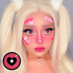 MYEYEBB Blind Anime Yandere Pink Prescription Cosplay Colored Contact Lenses 