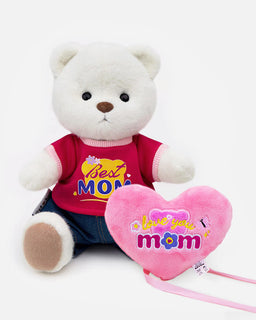 Mother's Day Love Embroidery Bear Set | Handmade Jointed Teddy Bear Gift