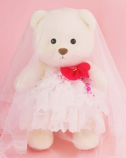 Red Flower Wedding Dress Bride Bear | Handmade Jointed Teddy Bear Gift-Getahug