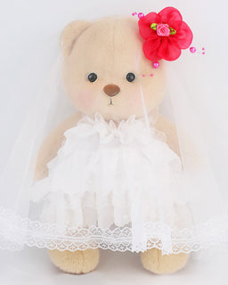 Red Flower Wedding Dress Bride Bear | Handmade Jointed Teddy Bear Gift-Getahug