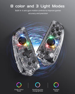 DOYOKY Wireless RGB Joycon Slim Controller for Switch/Switch OLED-Transparent Discovery-DOYOKY