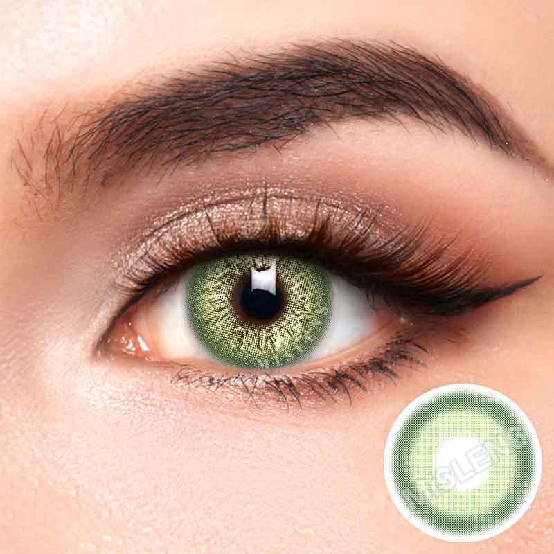 【U.S Warehouse】Mislens I Heart Green color contact Lenses for dark brown eyes