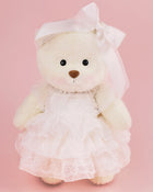 White Hair Straps Pearls Lolita Wedding Dress Bride Bear | Handmade Jointed Teddy Bear Gift-Getahug