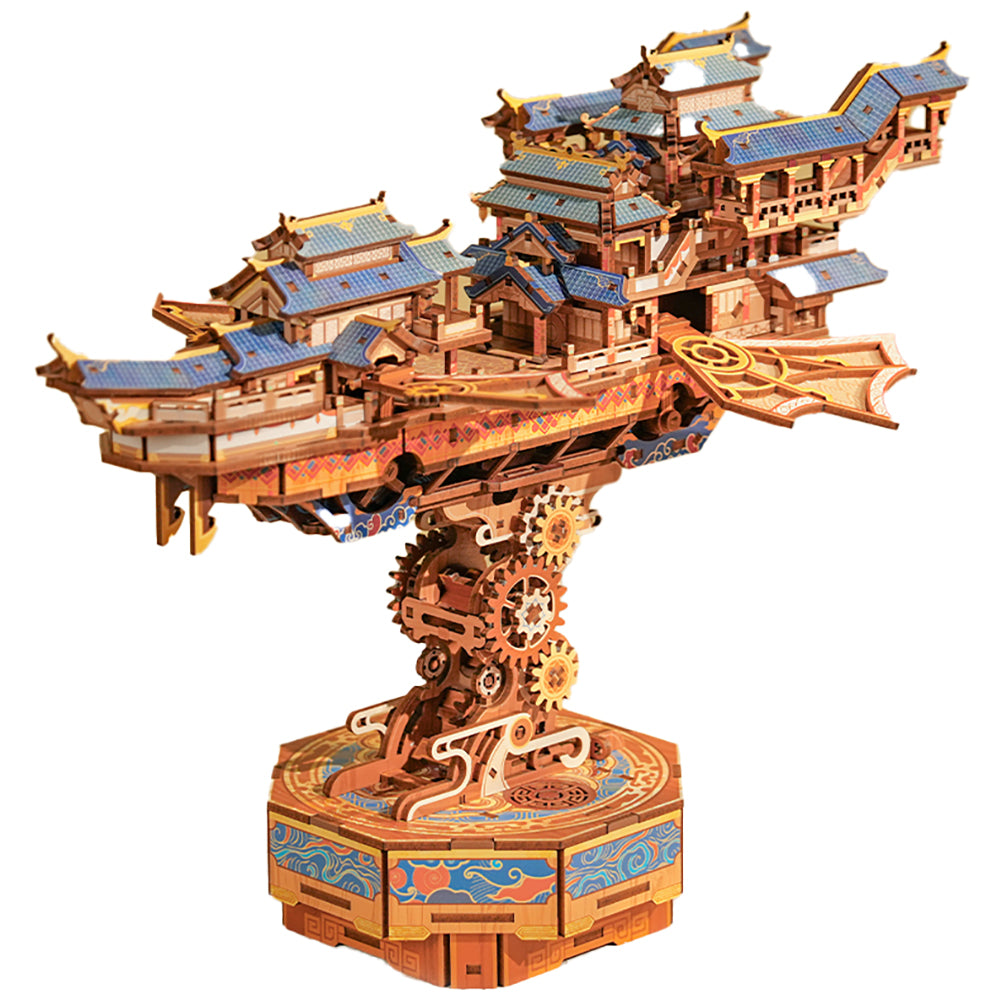 Wind Voyager - Wooden Assembly Transmission Model with Music Box-Book Nook World