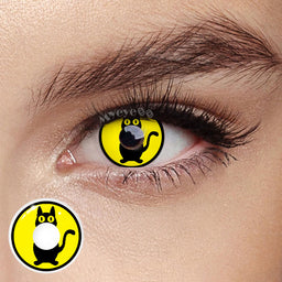 MYEYEBB Yellow Cat Prescription Cosplay Colored Contact Lenses