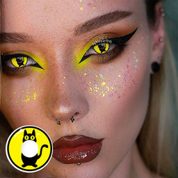 MYEYEBB Yellow Cat Prescription Cosplay Colored Contact Lenses