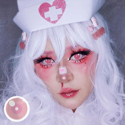 MYEYEBB Blind Cloud Rim Pink Prescription Cosplay Colored Contact Lenses