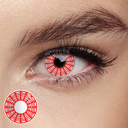 MYEYEBB Spider Web Red Prescription Cosplay Colored Contact Lenses